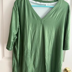 Green V-Neck Women's Top
